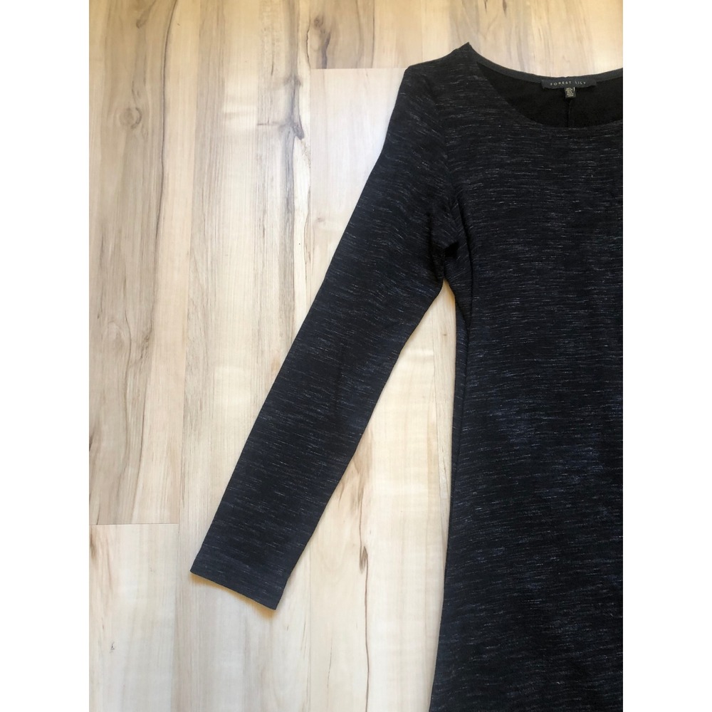 Forest Lily Charcoal Grey Space Dye Long Sleeve Tulip Hem Drape Midi Dress Large - Picture 5 of 13